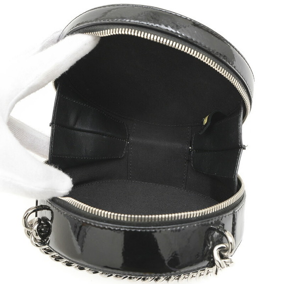 Chanel Round Earth Chain Shoulder Bag Black Patent Vernis Leather - Picture 6 of 6